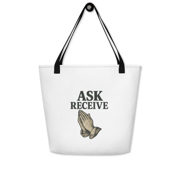 Ask Receive – Großer Stoffbeutel | Weiß – Bild 3