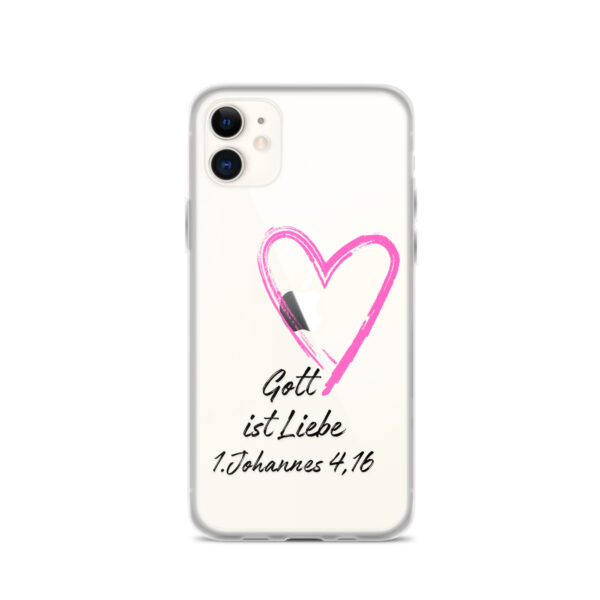 Transparente iPhone-Hülle - Gott ist Liebe Motiv mit Pinkem Herz – Bild 7
