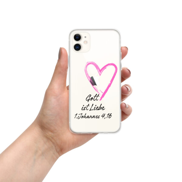 Transparente iPhone-Hülle - Gott ist Liebe Motiv mit Pinkem Herz – Bild 61