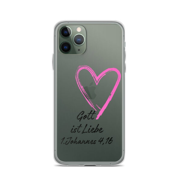 Transparente iPhone-Hülle - Gott ist Liebe Motiv mit Pinkem Herz – Bild 5