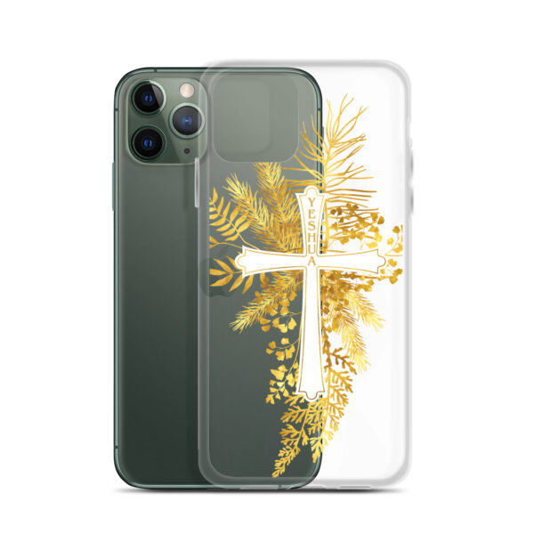 Yeshua – Golden Cross Edition | Transparente iPhone-Hülle – Bild 4