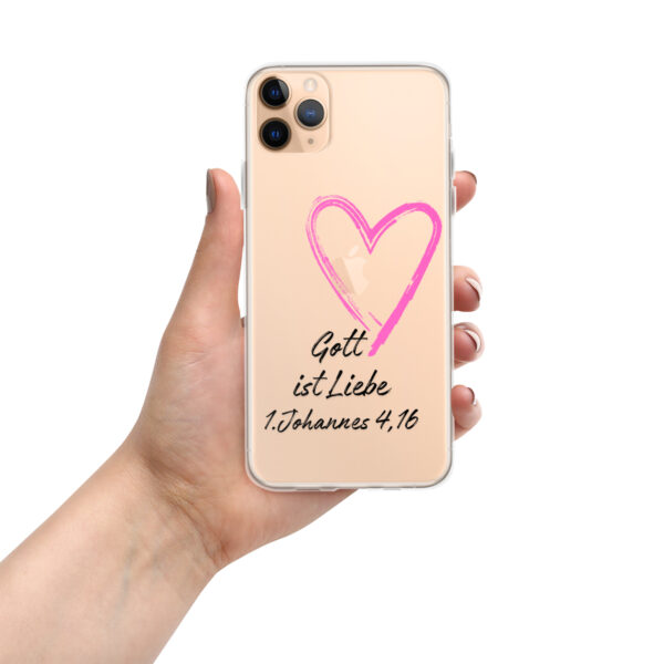Transparente iPhone-Hülle - Gott ist Liebe Motiv mit Pinkem Herz – Bild 59