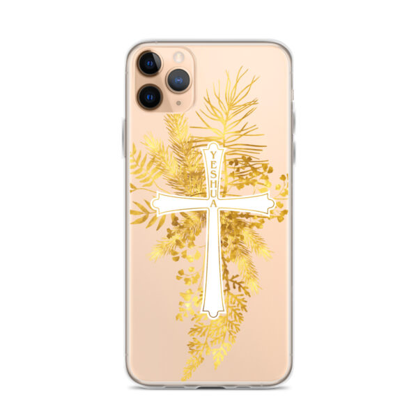 Yeshua – Golden Cross Edition | Transparente iPhone-Hülle – Bild 3