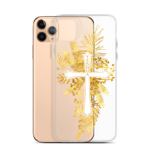 Yeshua – Golden Cross Edition | Transparente iPhone-Hülle – Bild 2