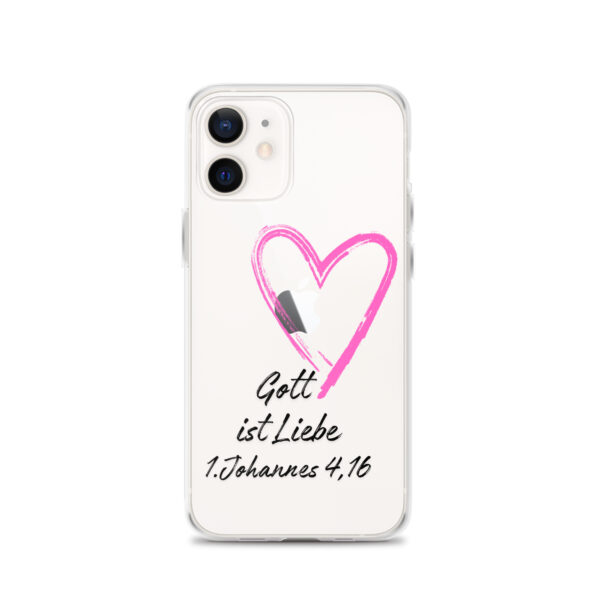 Transparente iPhone-Hülle - Gott ist Liebe Motiv mit Pinkem Herz – Bild 14