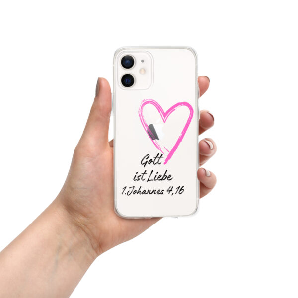 Transparente iPhone-Hülle - Gott ist Liebe Motiv mit Pinkem Herz – Bild 65