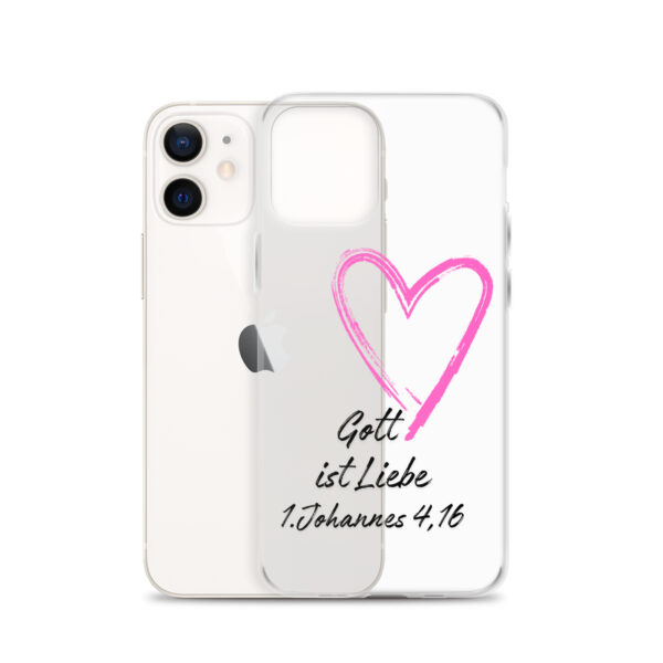 Transparente iPhone-Hülle - Gott ist Liebe Motiv mit Pinkem Herz – Bild 15