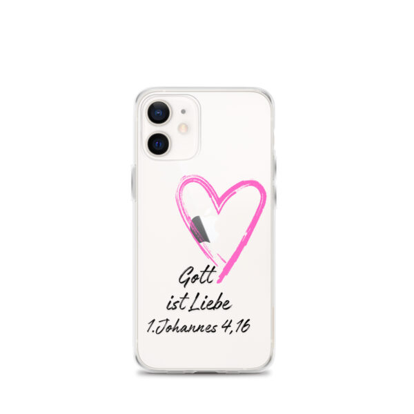 Transparente iPhone-Hülle - Gott ist Liebe Motiv mit Pinkem Herz – Bild 8