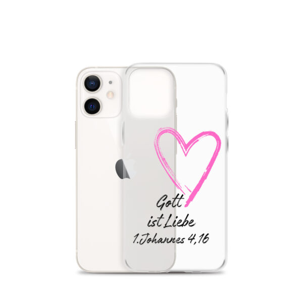 Transparente iPhone-Hülle - Gott ist Liebe Motiv mit Pinkem Herz – Bild 9