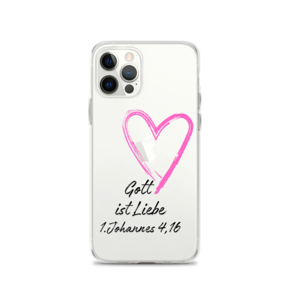Transparente iPhone-Hülle - Gott ist Liebe Motiv mit Pinkem Herz – Bild 12