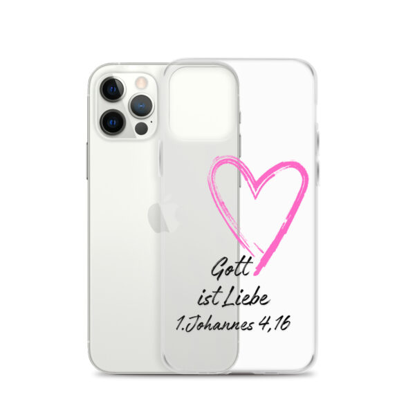 Transparente iPhone-Hülle - Gott ist Liebe Motiv mit Pinkem Herz – Bild 13
