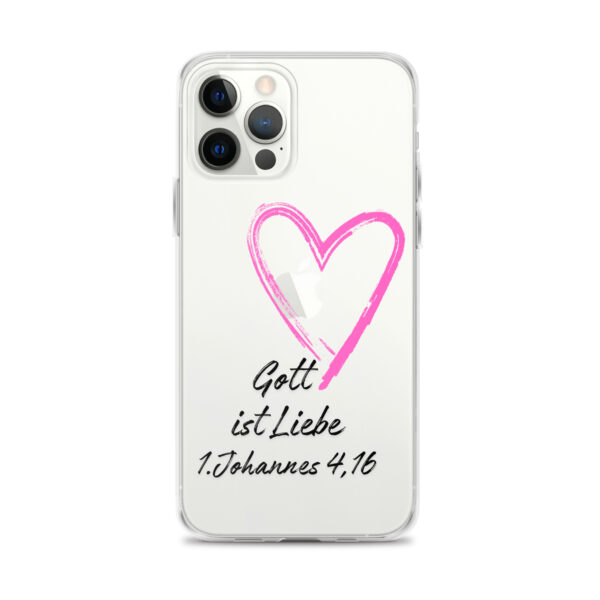 Transparente iPhone-Hülle - Gott ist Liebe Motiv mit Pinkem Herz – Bild 10