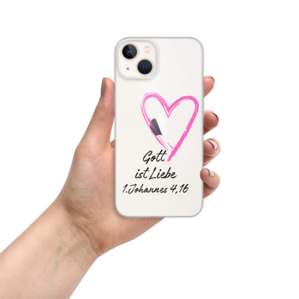 Transparente iPhone-Hülle - Gott ist Liebe Motiv mit Pinkem Herz – Bild 69