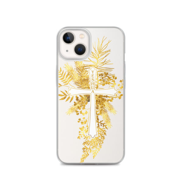 Yeshua – Golden Cross Edition | Transparente iPhone-Hülle – Bild 21