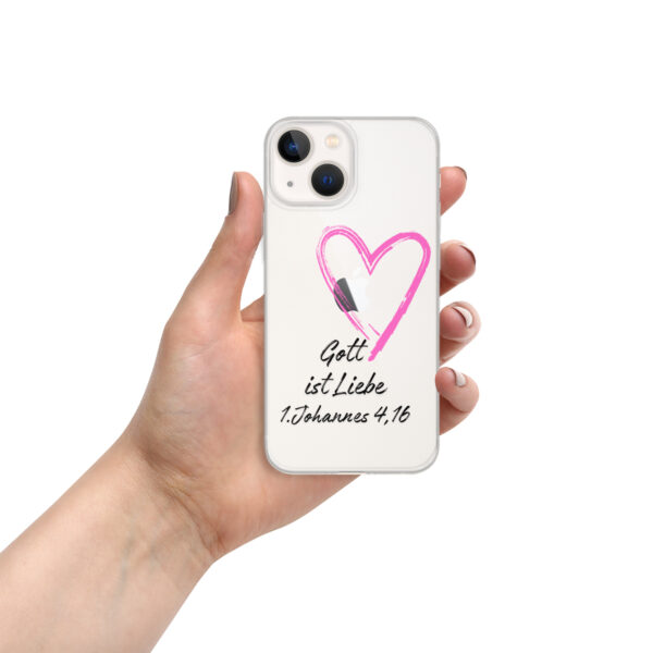 Transparente iPhone-Hülle - Gott ist Liebe Motiv mit Pinkem Herz – Bild 66