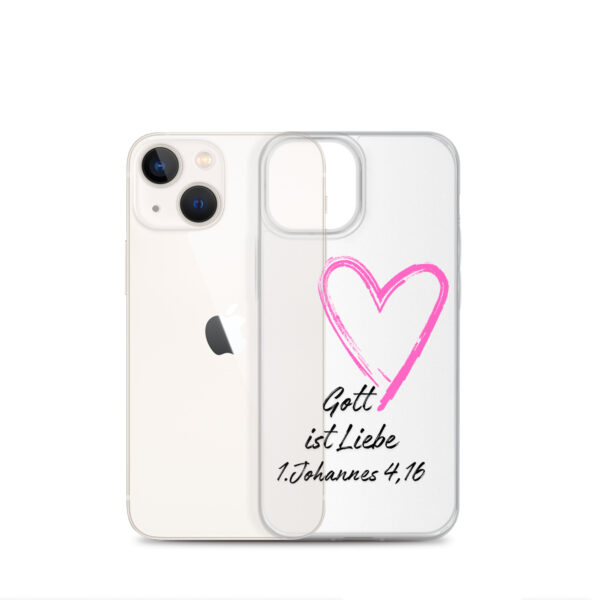 Transparente iPhone-Hülle - Gott ist Liebe Motiv mit Pinkem Herz – Bild 17