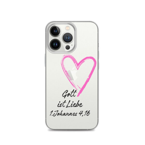 Transparente iPhone-Hülle - Gott ist Liebe Motiv mit Pinkem Herz – Bild 20