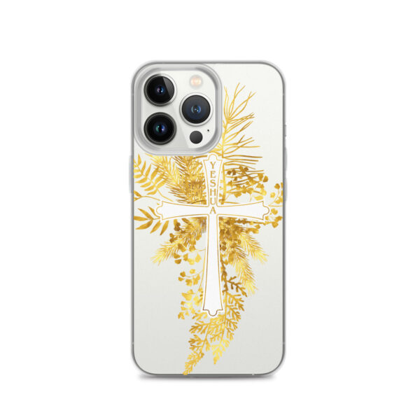 Yeshua – Golden Cross Edition | Transparente iPhone-Hülle – Bild 19