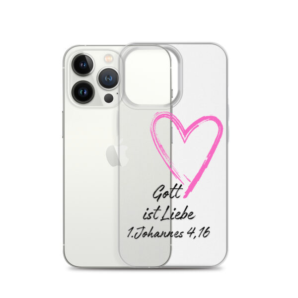Transparente iPhone-Hülle - Gott ist Liebe Motiv mit Pinkem Herz – Bild 21