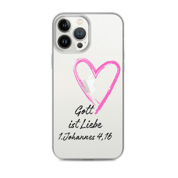 Transparente iPhone-Hülle - Gott ist Liebe Motiv mit Pinkem Herz – Bild 18