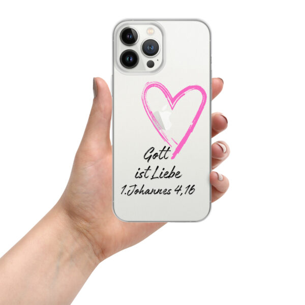 Transparente iPhone-Hülle - Gott ist Liebe Motiv mit Pinkem Herz – Bild 67