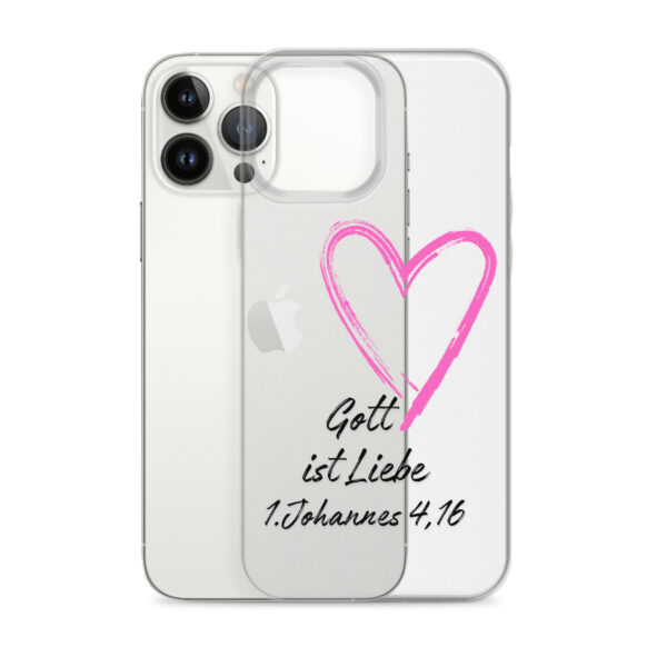 Transparente iPhone-Hülle - Gott ist Liebe Motiv mit Pinkem Herz – Bild 19