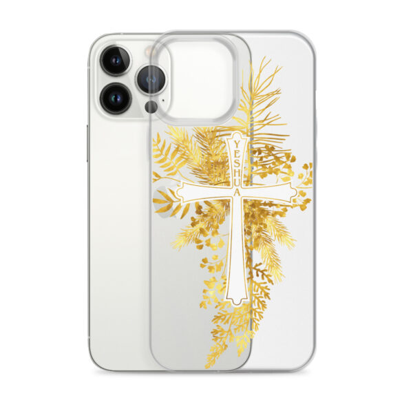 Yeshua – Golden Cross Edition | Transparente iPhone-Hülle – Bild 18