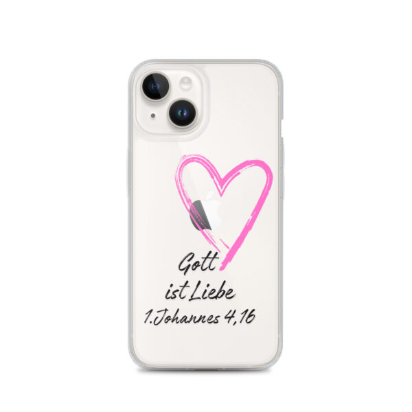 Transparente iPhone-Hülle - Gott ist Liebe Motiv mit Pinkem Herz – Bild 29