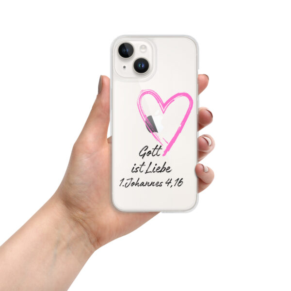 Transparente iPhone-Hülle - Gott ist Liebe Motiv mit Pinkem Herz – Bild 73