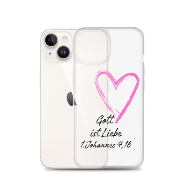 Transparente iPhone-Hülle - Gott ist Liebe Motiv mit Pinkem Herz – Bild 30