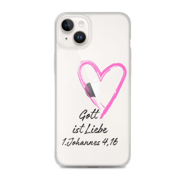 Transparente iPhone-Hülle - Gott ist Liebe Motiv mit Pinkem Herz – Bild 24