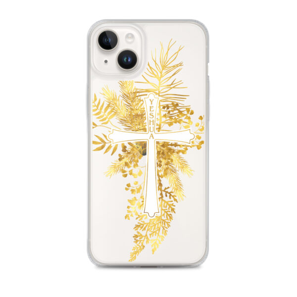 Yeshua – Golden Cross Edition | Transparente iPhone-Hülle – Bild 23