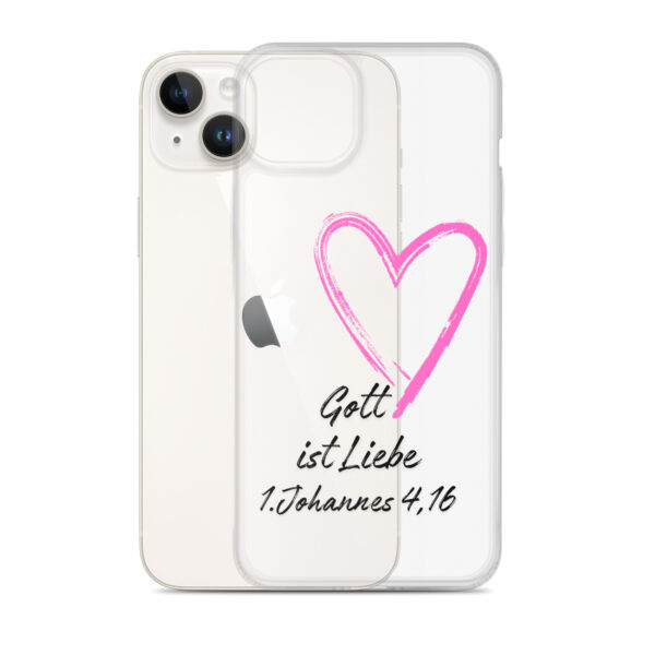 Transparente iPhone-Hülle - Gott ist Liebe Motiv mit Pinkem Herz – Bild 25
