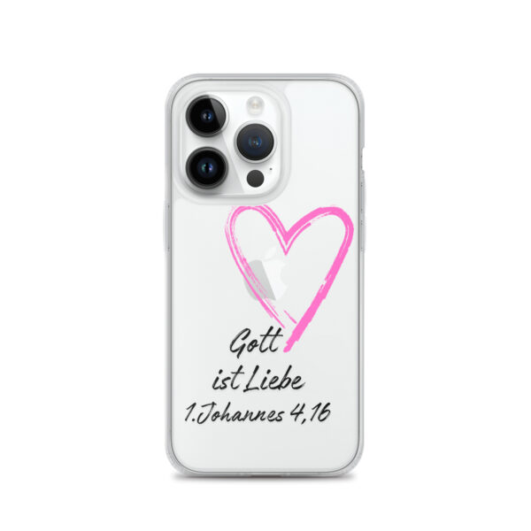 Transparente iPhone-Hülle - Gott ist Liebe Motiv mit Pinkem Herz – Bild 27