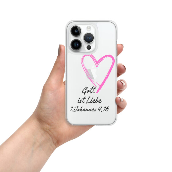 Transparente iPhone-Hülle - Gott ist Liebe Motiv mit Pinkem Herz – Bild 72