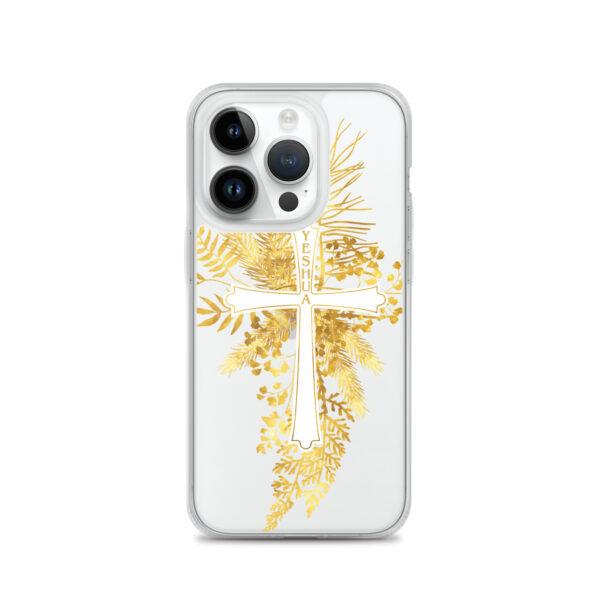 Yeshua – Golden Cross Edition | Transparente iPhone-Hülle – Bild 27