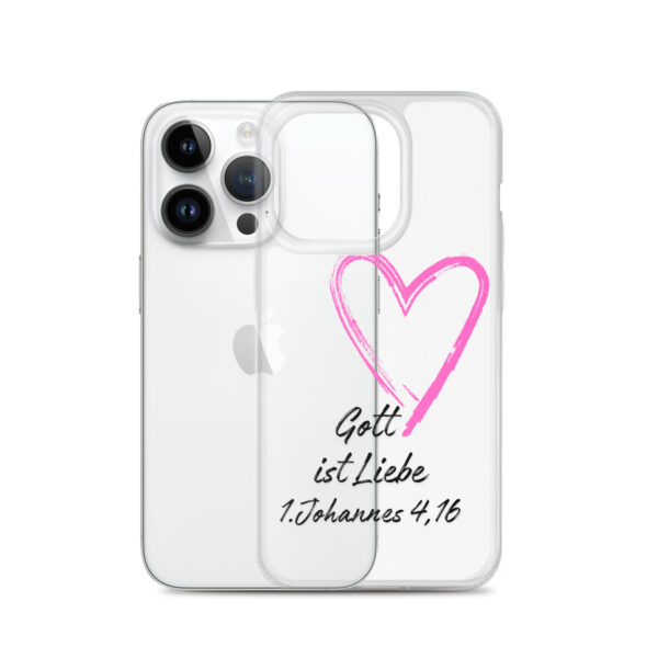 Transparente iPhone-Hülle - Gott ist Liebe Motiv mit Pinkem Herz – Bild 28