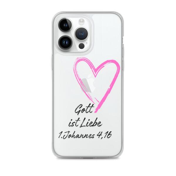 Transparente iPhone-Hülle - Gott ist Liebe Motiv mit Pinkem Herz – Bild 26