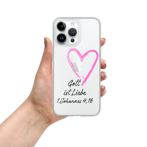 Transparente iPhone-Hülle - Gott ist Liebe Motiv mit Pinkem Herz – Bild 71