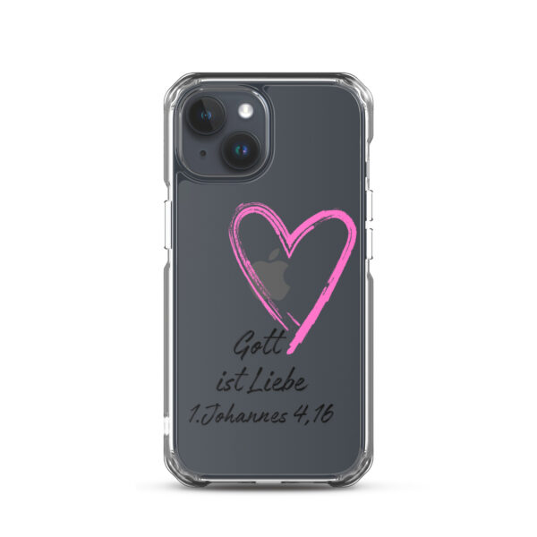 Transparente iPhone-Hülle - Gott ist Liebe Motiv mit Pinkem Herz – Bild 37