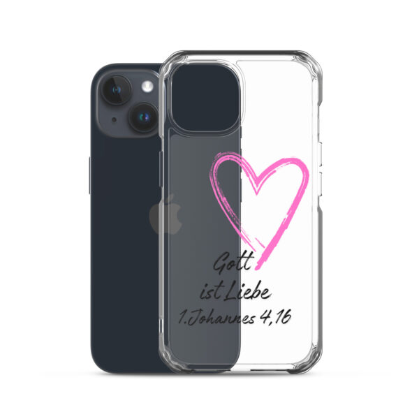 Transparente iPhone-Hülle - Gott ist Liebe Motiv mit Pinkem Herz – Bild 38