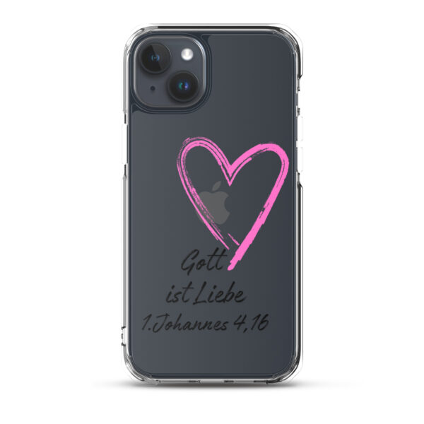 Transparente iPhone-Hülle - Gott ist Liebe Motiv mit Pinkem Herz – Bild 31