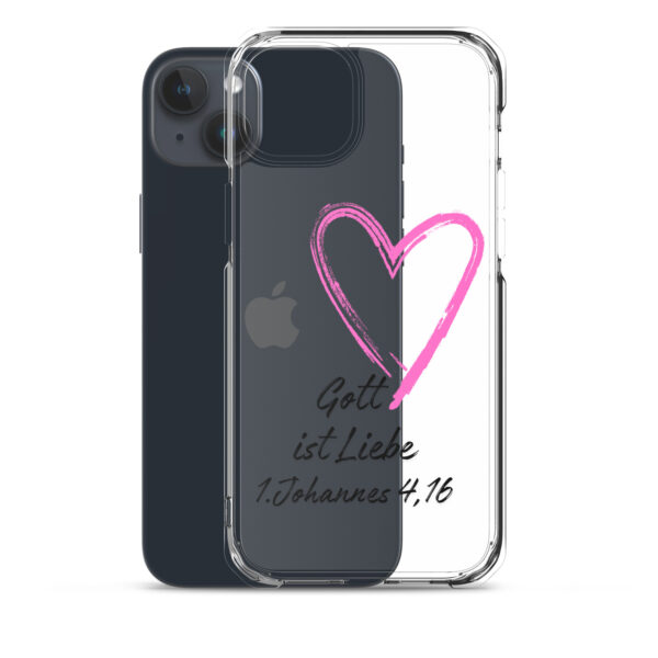Transparente iPhone-Hülle - Gott ist Liebe Motiv mit Pinkem Herz – Bild 32