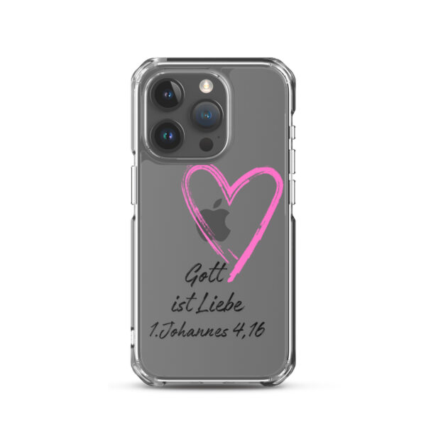 Transparente iPhone-Hülle - Gott ist Liebe Motiv mit Pinkem Herz – Bild 35