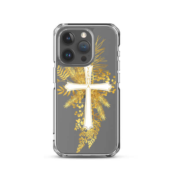 Yeshua – Golden Cross Edition | Transparente iPhone-Hülle – Bild 35
