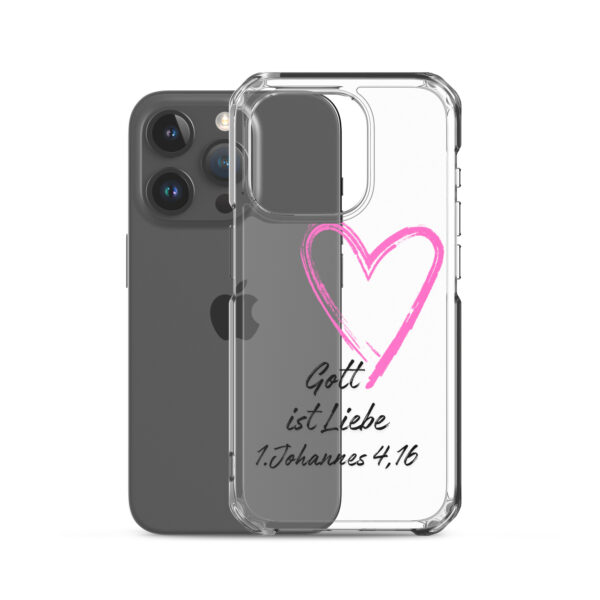 Transparente iPhone-Hülle - Gott ist Liebe Motiv mit Pinkem Herz – Bild 36