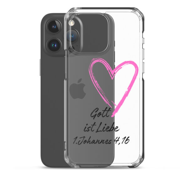 Transparente iPhone-Hülle - Gott ist Liebe Motiv mit Pinkem Herz – Bild 34
