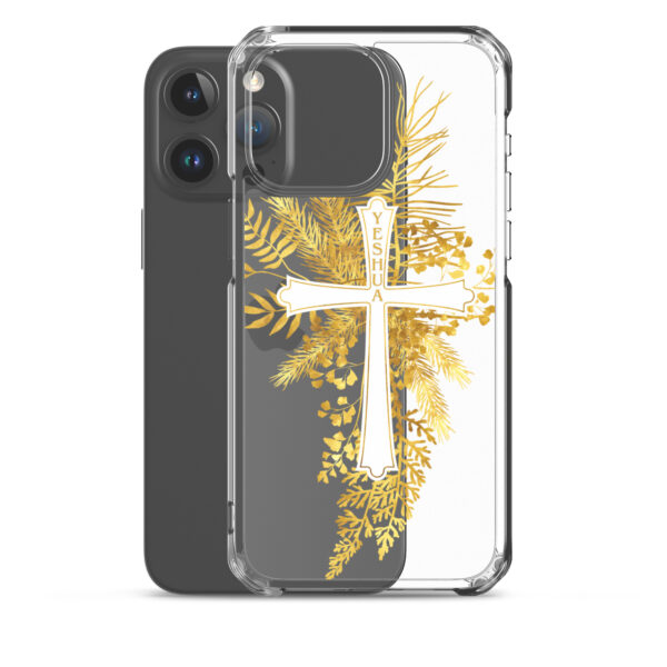 Yeshua – Golden Cross Edition | Transparente iPhone-Hülle – Bild 34