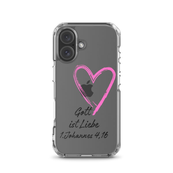Transparente iPhone-Hülle - Gott ist Liebe Motiv mit Pinkem Herz – Bild 45