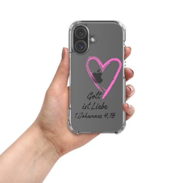 Transparente iPhone-Hülle - Gott ist Liebe Motiv mit Pinkem Herz – Bild 81